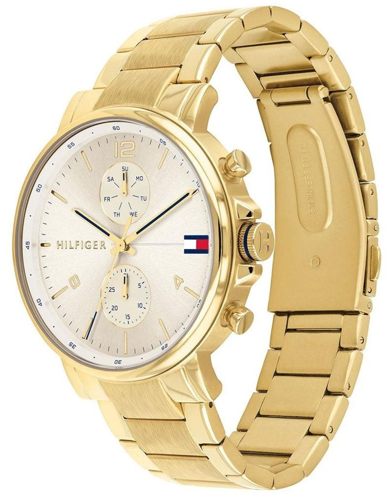NEW Hilfiger watch 1710384 - Gold PVD, IP Blue Dial - US SPORT WATCHES INC